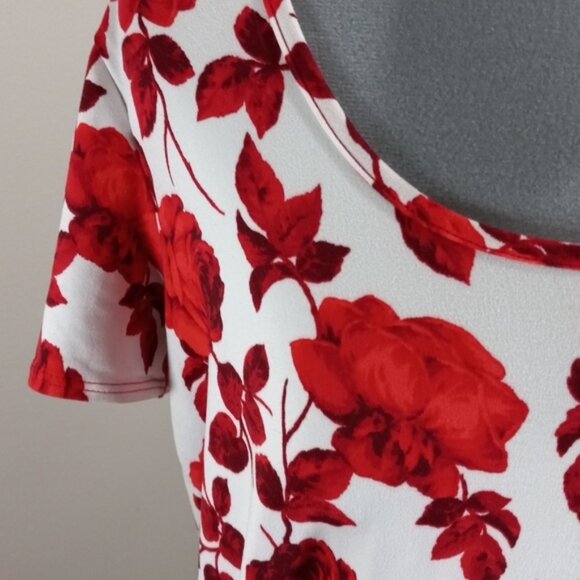 Piphany  Sz Med Rose Blouse, Low Curved Neck, Short Sleeves - Picture 3 of 7